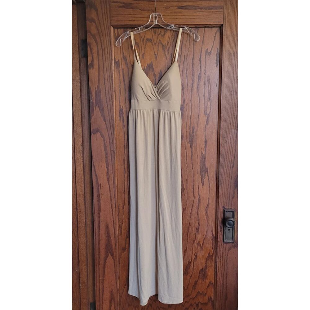 Derek Heart Maxi Dress Womens Large Beige Sleeveless Spaghetti Strap Long